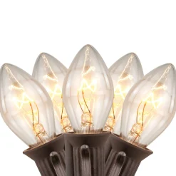 Best 25 Count Clear C7 Christmas Lights, 24ft Brown Wire C7 & C9 Lights