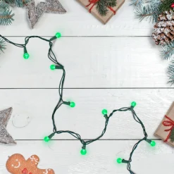 Discount 50 Count Green LED G12 Berry Mini Christmas Lights - 15 ft White Wire Globes