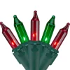 100 Count Red and Green Mini Christmas Lights - 28.75' Green Wire Incandescent