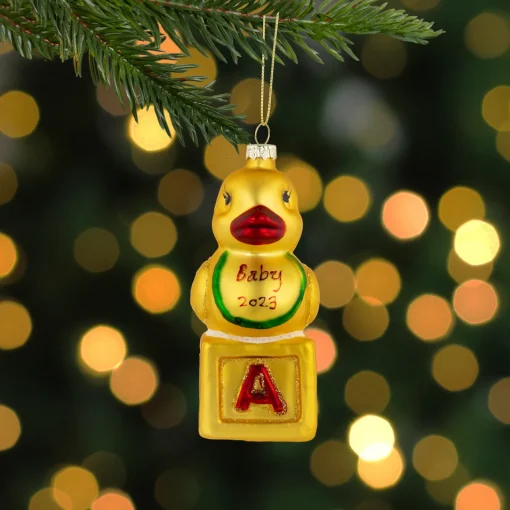 Best 5" Ducky New Baby 2023 Glass Christmas Ornament New Baby