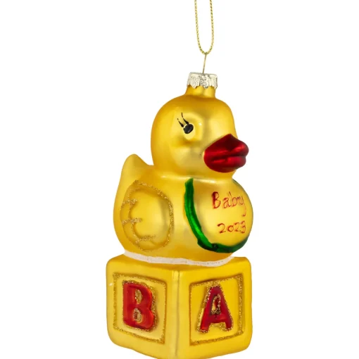 Best 5" Ducky New Baby 2023 Glass Christmas Ornament New Baby