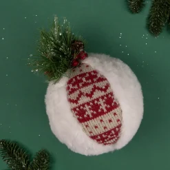Sale 8" Faux Fur and Nordic Print Christmas Ball Ornament Novelty