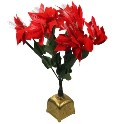 Best 20" Fiber Optic Lighted Red Poinsettia Artificial Christmas Plant Poinsettias