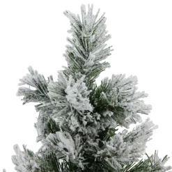 New 18" Flocked Pine Medium Artificial Christmas Tree in Burlap Base - Unlit Flocked