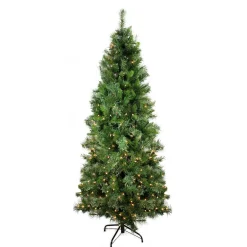 Discount 7.5 ft Pre-Lit Medium Mixed Cashmere Pine Artificial Christmas Tree, Clear Lights Pre-Lit