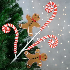 Hot 28" Gingerbread and Candy Cane Swirls Christmas Spray Sprays, Picks & Branches