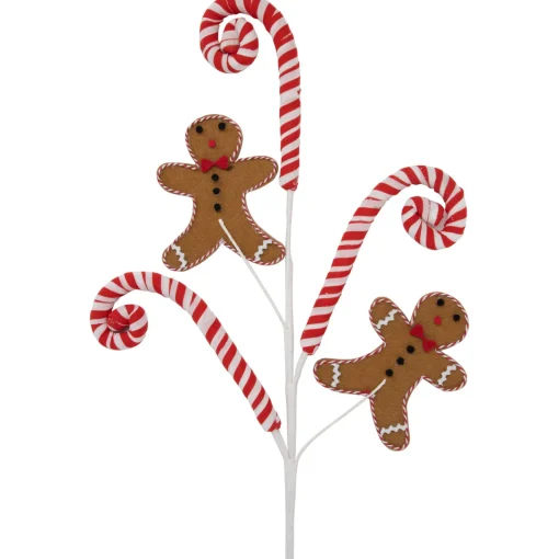 Hot 28" Gingerbread and Candy Cane Swirls Christmas Spray Sprays, Picks & Branches