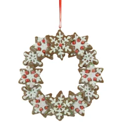 Online 4.5" Gingerbread Snowflake Wreath Christmas Ornament Gingerbread