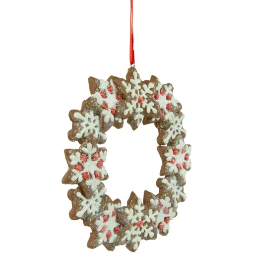 Online 4.5" Gingerbread Snowflake Wreath Christmas Ornament Gingerbread