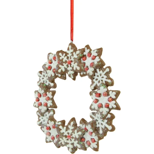 Online 4.5" Gingerbread Snowflake Wreath Christmas Ornament Gingerbread