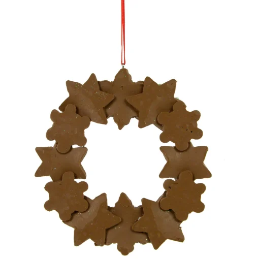 Online 4.5" Gingerbread Snowflake Wreath Christmas Ornament Gingerbread
