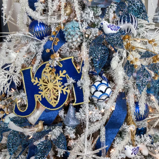 Best 37" Glittered Blue Fern Christmas Spray Sprays, Picks & Branches