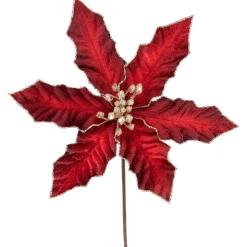 Discount 8" Glittered Burgundy Velvet Poinsettia Floral Christmas Pick Spray Sprays, Picks & Branches