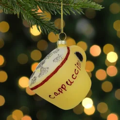 Sale 4" Glittered Cappucino Glass Christmas Ornament Food & Beverage