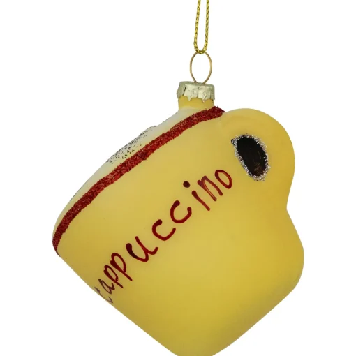 Sale 4" Glittered Cappucino Glass Christmas Ornament Food & Beverage