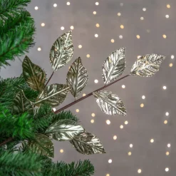New 25.5" Glittered Champagne Gold Leaves Christmas Spray Sprays, Picks & Branches