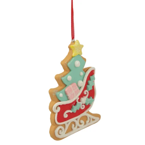 New 3.5" Glittered Christmas Sleigh Cookie Ornament Novelty
