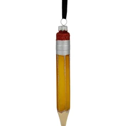 Clearance 5.75" Glittered Pencil Glass Christmas Ornament Novelty