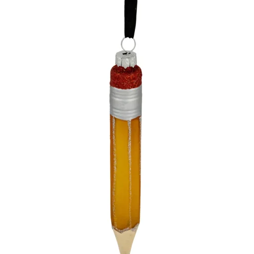 Clearance 5.75" Glittered Pencil Glass Christmas Ornament Novelty