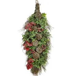 Best 28" Glittered Pine Cone and Berry Artificial Teardrop Christmas Swag - Unlit Unlit Swags