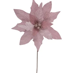 Hot 24" Glittered Pink Poinsettia Christmas Stem Spray Sprays, Picks & Branches