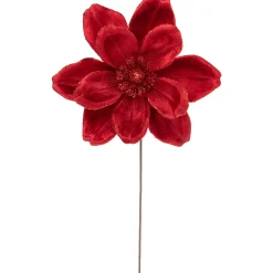 20" Glittered Red Velvet Magnolia Christmas Stem Spray Sprays, Picks & Branches
