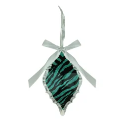 Online 5.75" Glittered Teal Zebra Print Diamond Prism Christmas Ornament Finials|Pendants