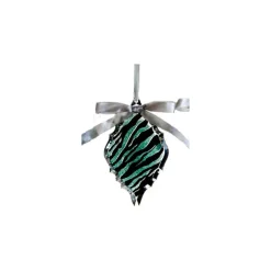 Online 5.75" Glittered Teal Zebra Print Diamond Prism Christmas Ornament Finials|Pendants