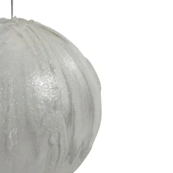 Outlet 4.25" Glittered White Marbled Christmas Ball Ornament Glass|Ball Ornaments
