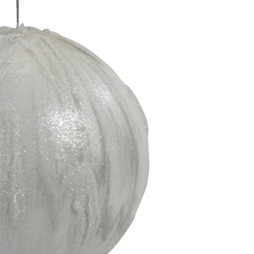 Outlet 4.25" Glittered White Marbled Christmas Ball Ornament Glass|Ball Ornaments