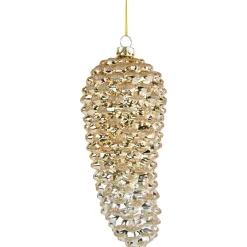 New 7.25" Gold Pinecone Glass Christmas Ornament Novelty