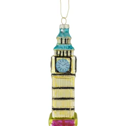 Clearance 5.5" Golden Big Ben Glittered Glass Christmas Hanging Ornament Travel & Destinations