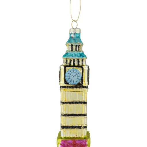 Clearance 5.5" Golden Big Ben Glittered Glass Christmas Hanging Ornament Travel & Destinations