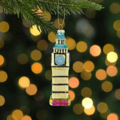Clearance 5.5" Golden Big Ben Glittered Glass Christmas Hanging Ornament Travel & Destinations
