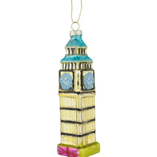 Clearance 5.5" Golden Big Ben Glittered Glass Christmas Hanging Ornament Travel & Destinations