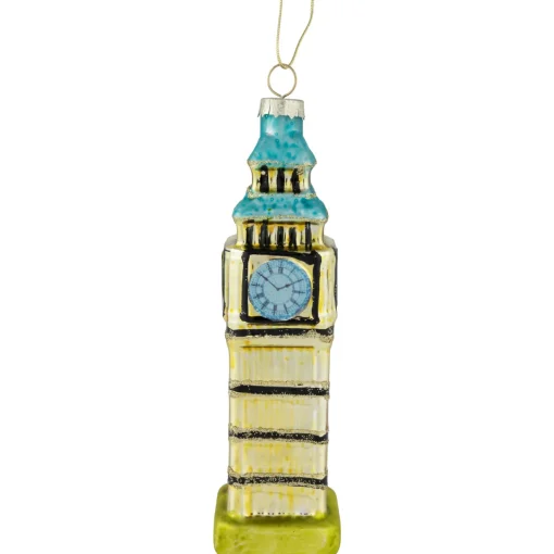 Clearance 5.5" Golden Big Ben Glittered Glass Christmas Hanging Ornament Travel & Destinations
