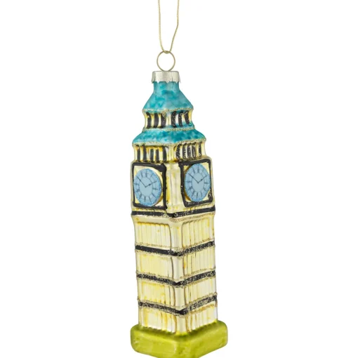 Clearance 5.5" Golden Big Ben Glittered Glass Christmas Hanging Ornament Travel & Destinations