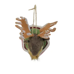 Online 7" Gray and Beige Stuffed Moose Head Plaque Christmas Ornament Animals