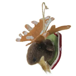 Online 7" Gray and Beige Stuffed Moose Head Plaque Christmas Ornament Animals