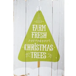 24” Gray and Green Farm Fresh Christmas Trees Wooden Hanging Wall Sign Wall