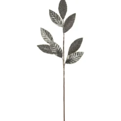 28" Gray Glitter Textured Leaves Christmas Spray Sprays, Picks & Branches