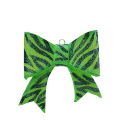 Sale 3" Green and Black Glittered Zebra Print Bow Christmas Ornament Ribbons & Bows