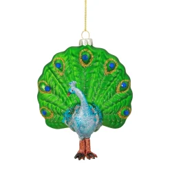 Hot 4.75" Green and Blue Peacock Glass Christmas Ornament Animals