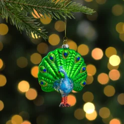 Hot 4.75" Green and Blue Peacock Glass Christmas Ornament Animals