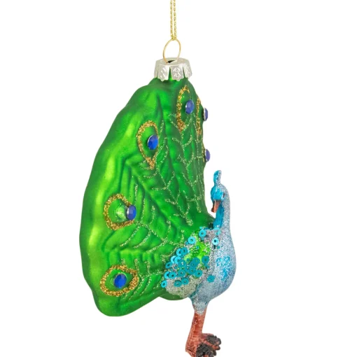 Hot 4.75" Green and Blue Peacock Glass Christmas Ornament Animals