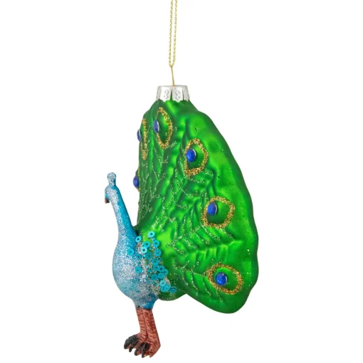 Hot 4.75" Green and Blue Peacock Glass Christmas Ornament Animals
