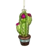 Hot 4.75" Green and Pink Potted Cactus Glass Christmas Ornament Beach, Tropical & Nautical