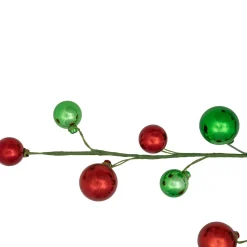 Discount 30" Green and Red Ball Ornament Christmas Spray Sprays, Picks & Branches