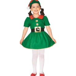 Hot 28" Green and Red Girl's Elf Christmas Costume - 6-8 Years Costumes