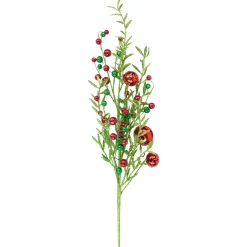 Best 32" Green and Red Jingle Bells and Berry Artificial Glitter Christmas Spray Sprays, Picks & Branches
